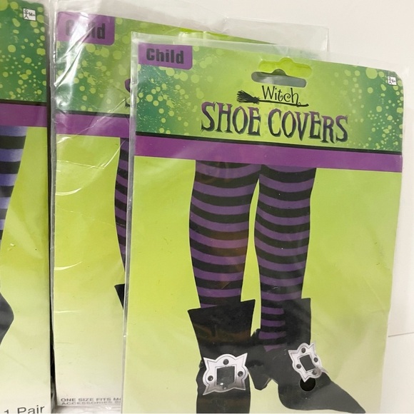 Witch Shoe Covers with Striped Design Kids x2 Adult x1 - Picture 4 of 15